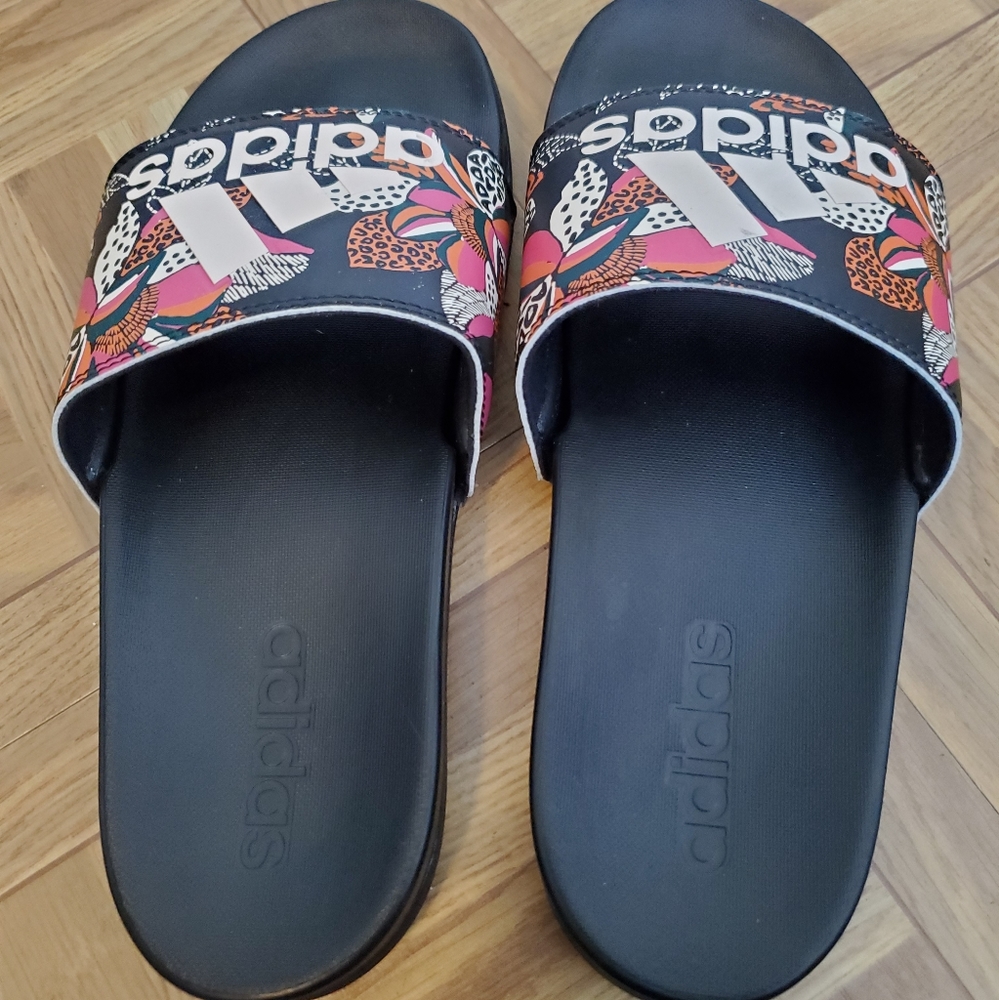 Adidas floral slides size 7